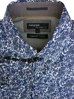 MARKS & SPENCER M&S AUTOGRAPH Shirt Mens 17 L Purple Flowers TAILORED FIT NEW
