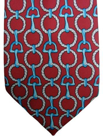 HARRODS Mens Tie Burgundy - Blue & White Links
