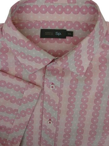 MARKS & SPENCER M&S Shirt Mens 19 XXL 2XL Concentric Polka Dots SHORT SLEEVE NEW