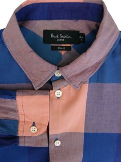 PAUL SMITH JEANS Shirt Mens 15 S Multi-Coloured Patchwork SLIM FIT