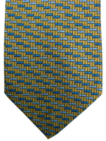 AUSTIN REED Mens Tie Gold & Blue Rectangles