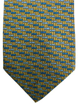 AUSTIN REED Mens Tie Gold & Blue Rectangles