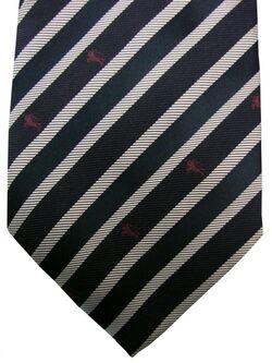 BURBERRY LONDON Mens Tie Dark Blue - White Stripes