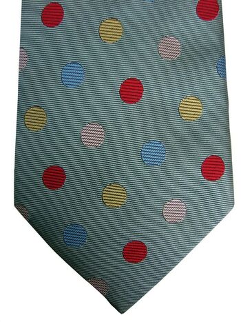 ETRO Mens Tie Green - Multicoloured Polka Dots