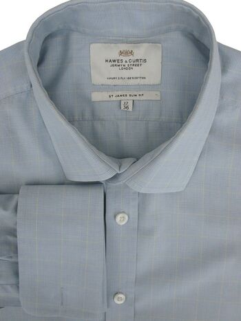 HAWES & CURTIS Shirt Mens 16.5 L Blue - Yellow Check