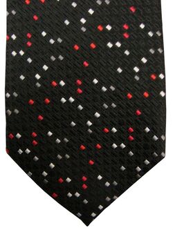 TM LEWIN Mens Tie Black Red White & Grey Squares NEW