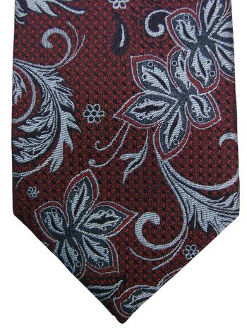 FERAUD Mens Tie Burgundy - Flowers SKINNY