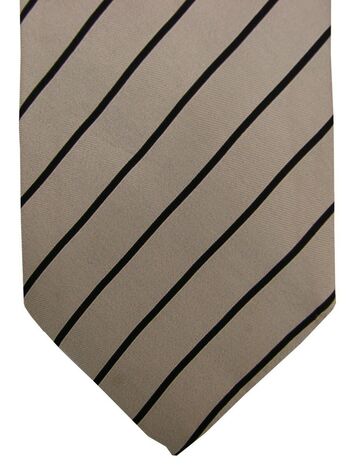 BURBERRY Mens Tie Light Grey - Black Stripes