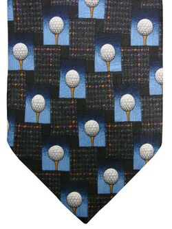 ERMENEGILDO ZEGNA Mens Tie Blue - Golf Ball Tee