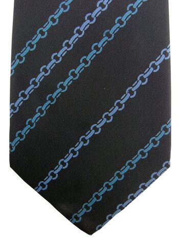 YVES SAINT LAURENT YSL Mens Tie Black - Blue Link Chains