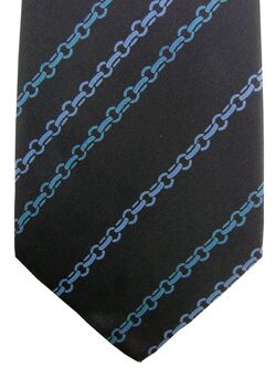 YVES SAINT LAURENT YSL Mens Tie Black - Blue Link Chains