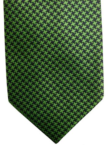 CHARLES TYRWHITT Mens Tie Green & Dark Blue Houndstooth