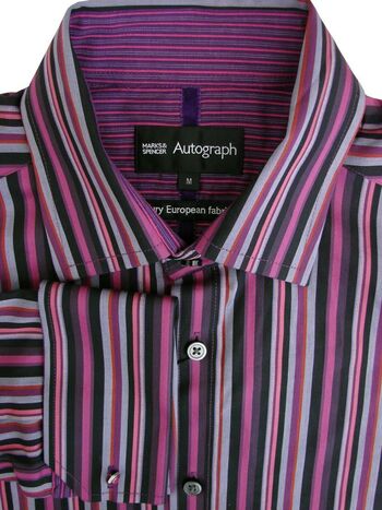 MARKS & SPENCER AUTOGRAPH M&S Shirt Mens 16 M Stripes INCLUDES CUFFLINKS NEW