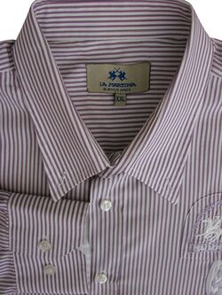 LA MARTINA Shirt Mens XXL 17.5 Pink & White Stripes