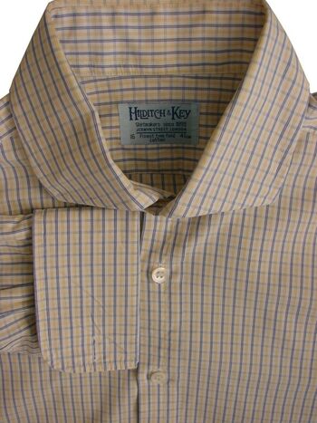 HILDITCH & KEY Shirt Mens 15.5 M White - Blue & Orange Check