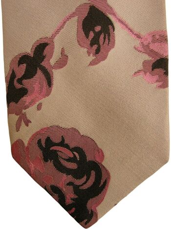 DUCHAMP LONDON Mens Tie Beige - Pink Flowers