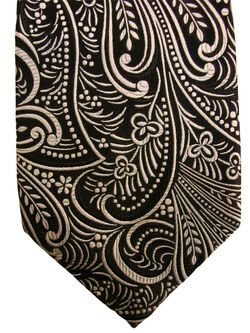 DUCHAMP LONDON Mens Tie Black & White Paisley