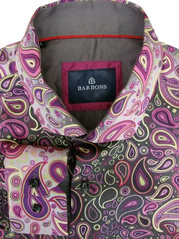 BARBONS Shirt Mens 16.5 L Multicoloured Concentric Tear Drops