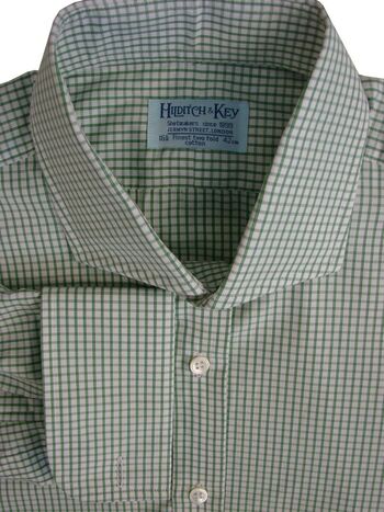HILDITCH & KEY Shirt Mens 16.5 L Green & White Check