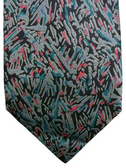 CHRISTIAN DIOR Mens Tie Grey - Pink & Blue Abstract VERY SOFT
