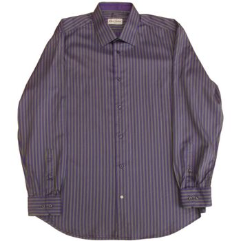 ROBERT GRAHAM Shirt Mens 17.5 XL Purple & Green Stripes