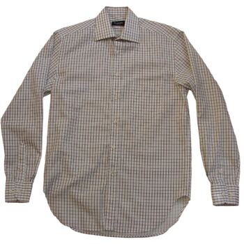 MASSIMO DUTTI Shirt Mens 15 S White – Brown Check