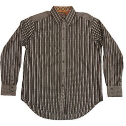 ROBERT GRAHAM Shirt Mens 16 M Black Grey & White Stripes & Check NEW