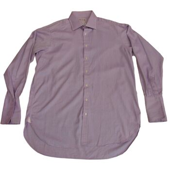 THOMAS PINK Shirt Mens 16.5 L Lilac HERRINGBONE TWILL