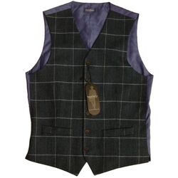 SAMUEL WINDSOR WAISTCOAT 38 M Dark Grey Blue HERRINGBONE Check ASTON NEW BNWT