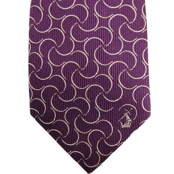 GIEVES & HAWKES Mens Tie Purple - White Arcs SKINNY NEW