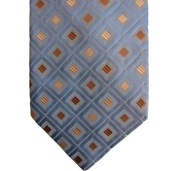 HUGO BOSS Mens Tie Blue – Cream & Brown Squares