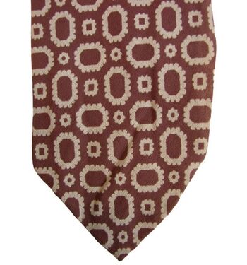 RALPH LAUREN POLO Tie Mens Tie Brown & Cream Shapes COTTON