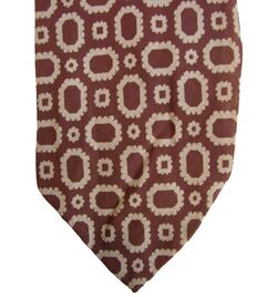 RALPH LAUREN POLO Tie Mens Tie Brown & Cream Shapes COTTON