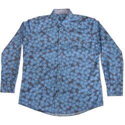 BODEN Shirt Mens 17 L Blue Flowers