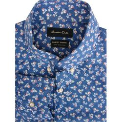 MASSIMO DUTTI Shirt Mens 15.5 M Blue – Flowers Floral Print