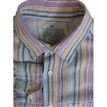 MARKS & SPENCER M&S ULTIMATE Shirt Mens 15.5 M MC Stripes ROLL SLEEVE LINEN NEW