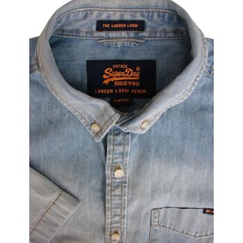 SUPERDRY DENIM Shirt Mens 16.5 L Faded Blue Denim SHORT SLEEVE