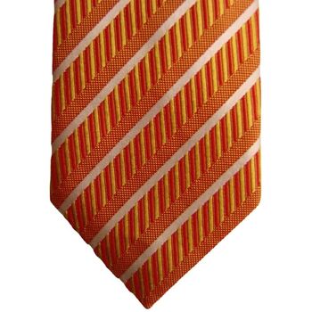 OZWALD BOATENG Mens Tie Orange Red & Yellow Stripes ULTRA SKINNY NEW