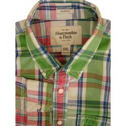 ABERCROMBIE & FITCH Shirt Mens 17.5 XXL Multicoloured Check MUSCLE