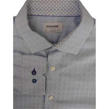 DUCHAMP LONDON Shirt Mens 16 L Light Blue - Squares TAILORED FIT