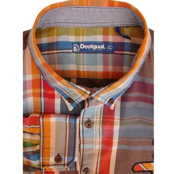 DESIGUAL Shirt Mens XL 16.5 Multicoloured Rainbow Check NEW