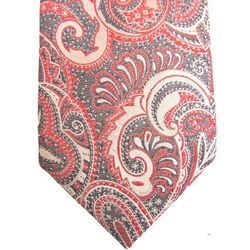 HUGO BOSS Mens Tie Red White & Grey Paisley