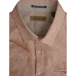 TED BAKER Shirt Mens 15.5 M Red & White Flowers SHORT SLEEVE