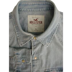 HOLLISTER DENIM Shirt Mens 17 L Faded Blue POPPERS