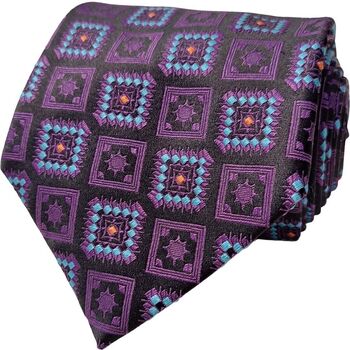 DUCHAMP LONDON Tie Purple & Blue Squares NEW