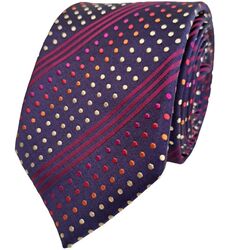 JEFF BANKS Mens Tie Dark Blue – Multicoloured Polka Dots NEW