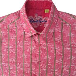 ROBERT GRAHAM Shirt Mens 16 M Pink Paisley CLASSIC FIT