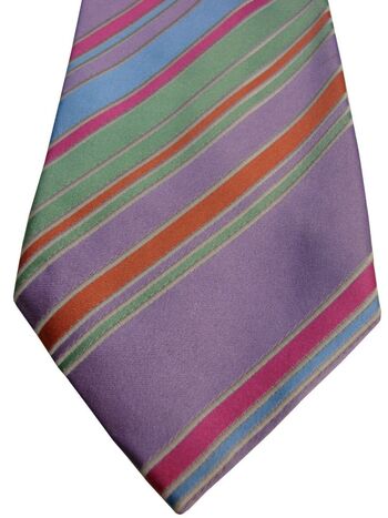 TM LEWIN Mens Tie Lilac – Multi-Coloured Stripes