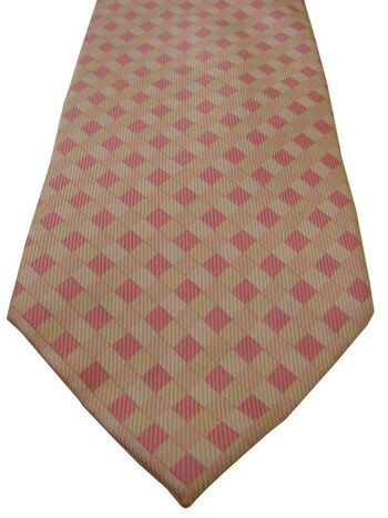 TM LEWIN Mens Tie Pink White & Yellow Check