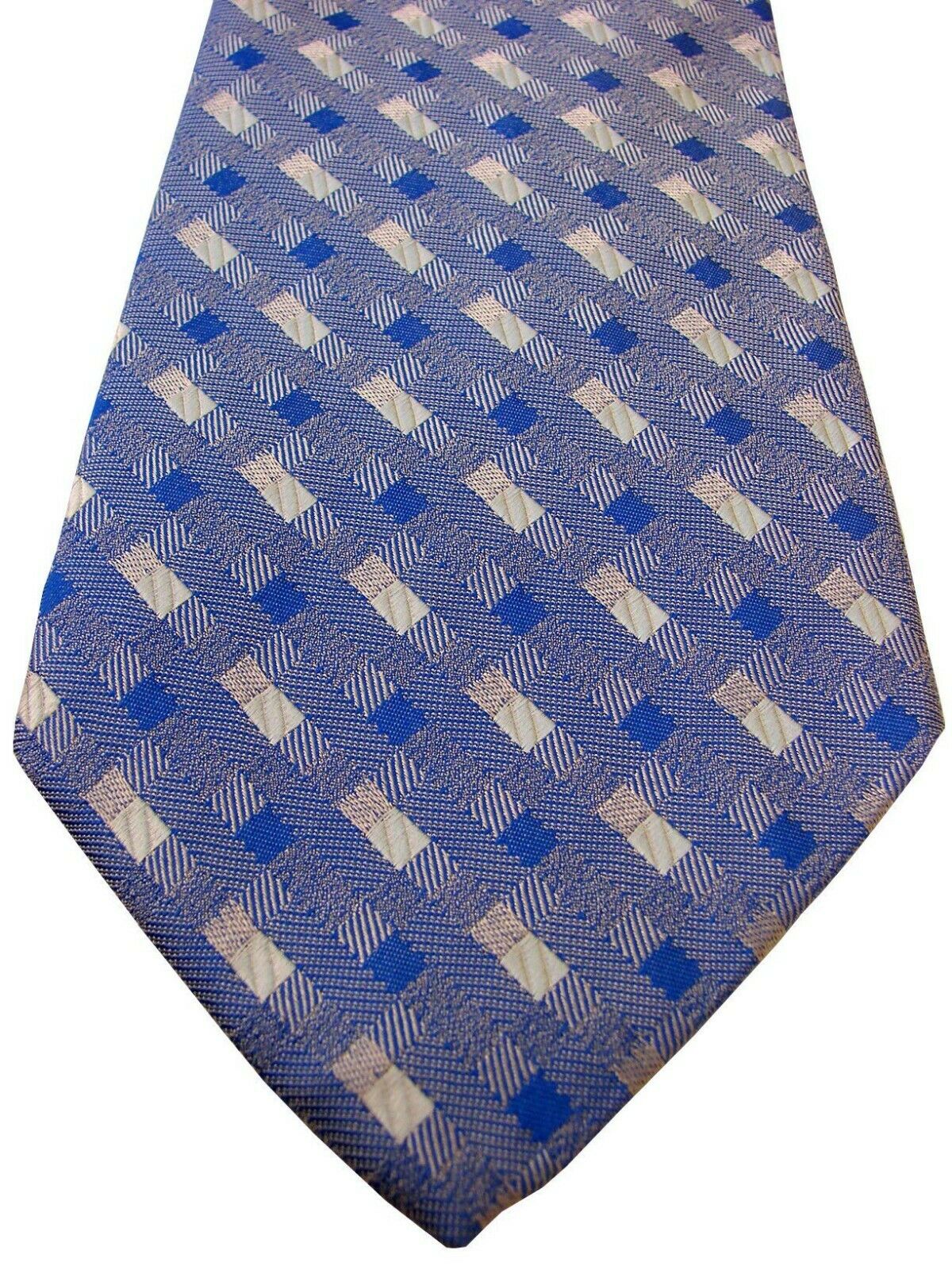 TM LEWIN Mens Tie Blue Grey & White Squares - Brandinity